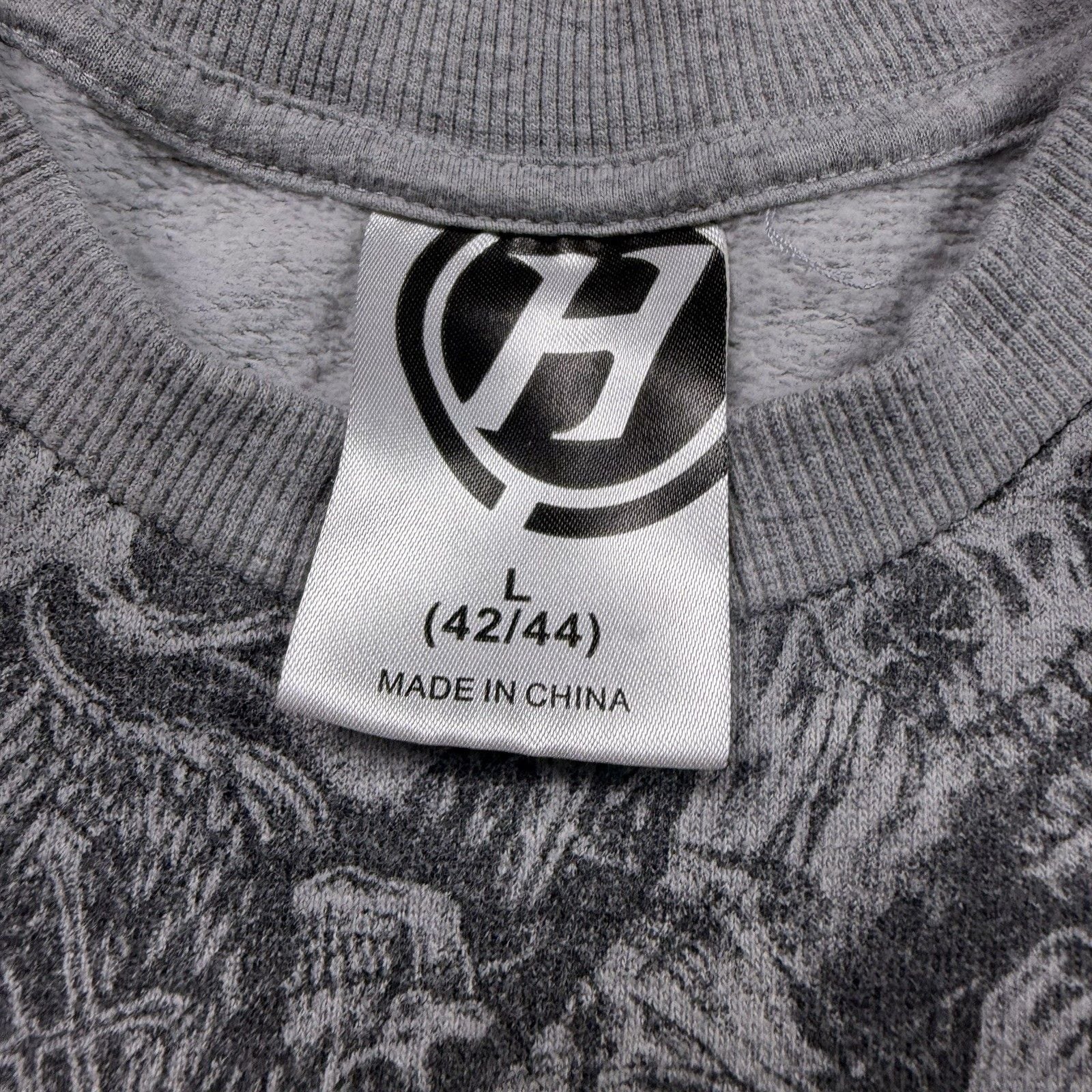 Y2K Hybrid Tees Skull All Over Print Sweatshirt Mens L 42/44 Gray Goth Grunge 4