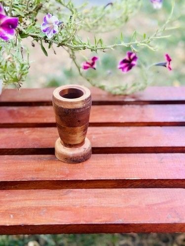 Vintage Primitive HandCrafted &Carved Wooden Vase, Mortar Wood Is Very Smooth 8