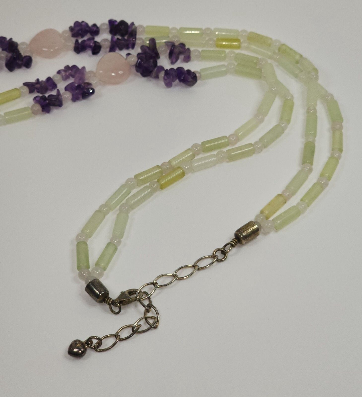 Jay King Desert Rose Trading Rose Quartz, Jadite, Amethyst Tassel Necklace 4