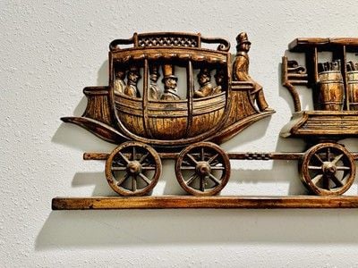 Vintage 1971 Large 33” Freight Train w/People Aboard The Train Copper Tone Art 4