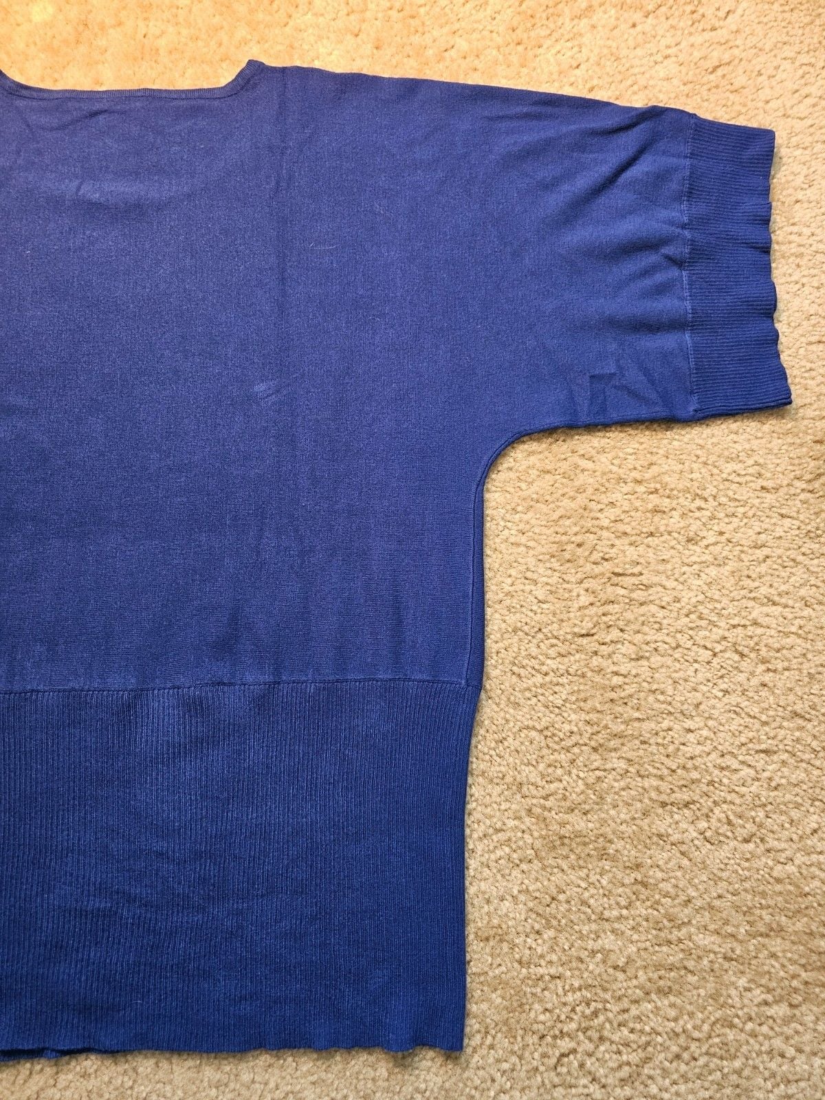 Cable & Gauge Women's XL Blue Dolman Batwing Sweater Keyhole Hardware Tunic 10