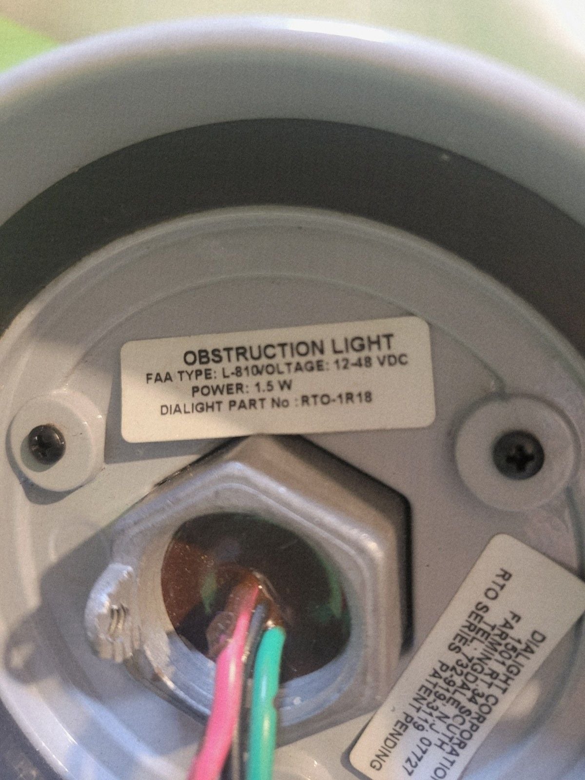 Dialight RTO-1R18 LED Obstruction Light Red Beacon FAA L-810 12-48 VDC Tower 6