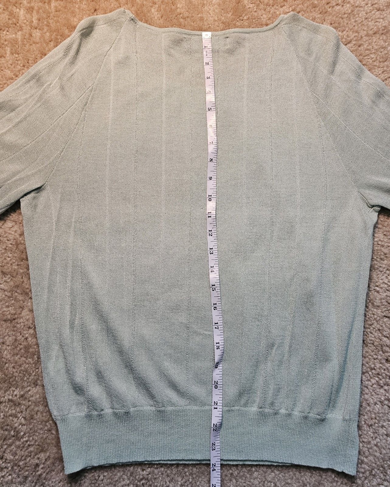 Jones New York Collection Women's L Sage Green 3/4 Sleeve Knit Pullover Sweater 11