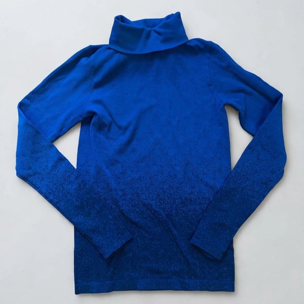 Athleta Women's Blue Ribbed Turtleneck Top Size M Long Sleeve