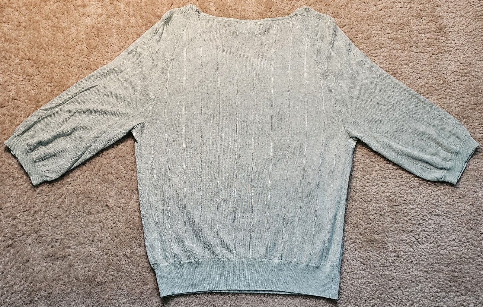 Jones New York Collection Women's L Sage Green 3/4 Sleeve Knit Pullover Sweater 7