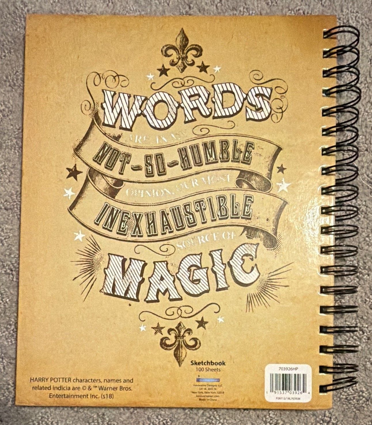 Harry Potter Hogwarts Crest Hard back Spiral-Bound Sketchbook 100 Blank Pages 4