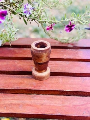 Vintage Primitive HandCrafted &Carved Wooden Vase, Mortar Wood Is Very Smooth 6