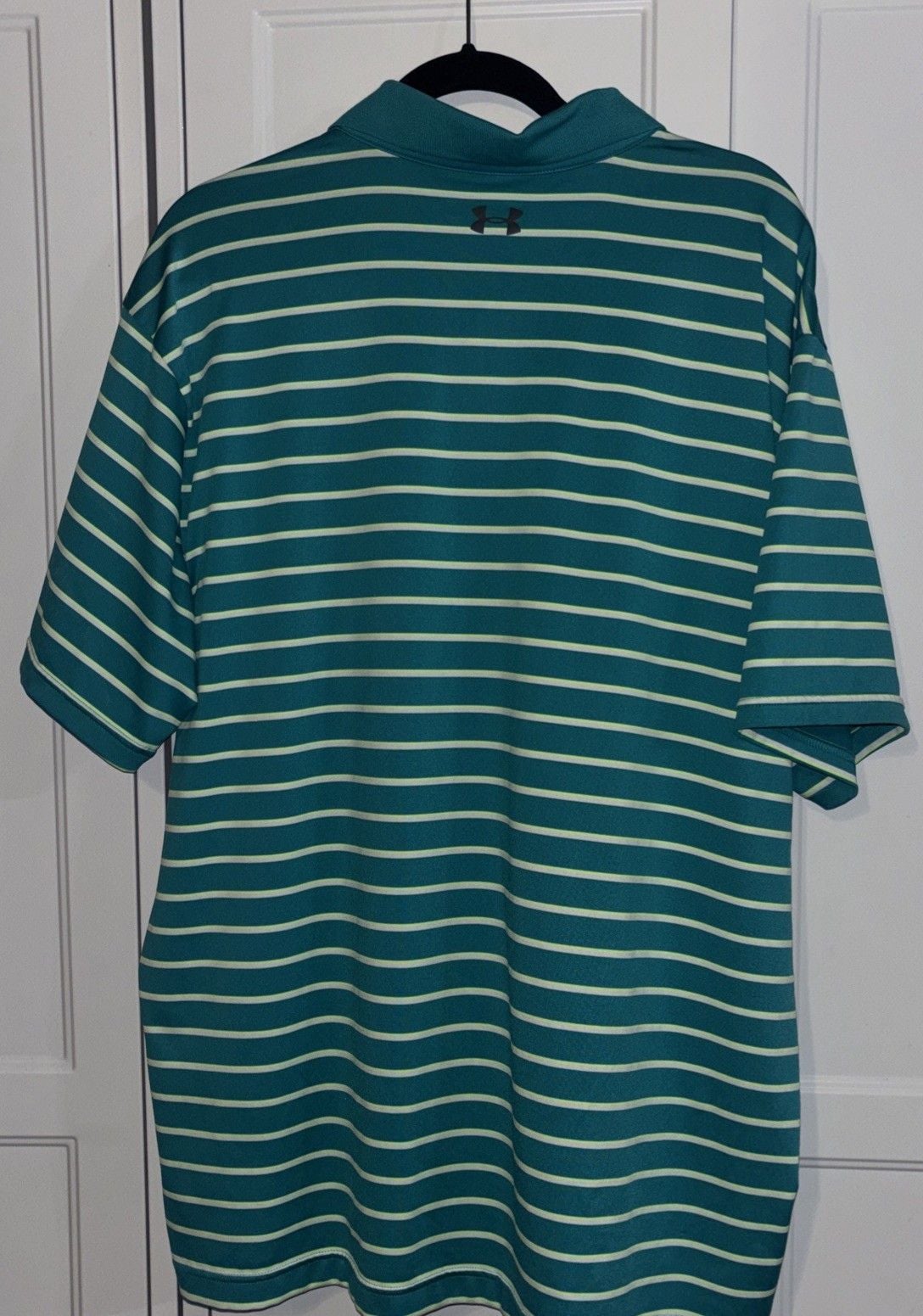 Under Armour Mens Golf Performance Short Sleeve Green Striped Polo Heatgear 2xl 6