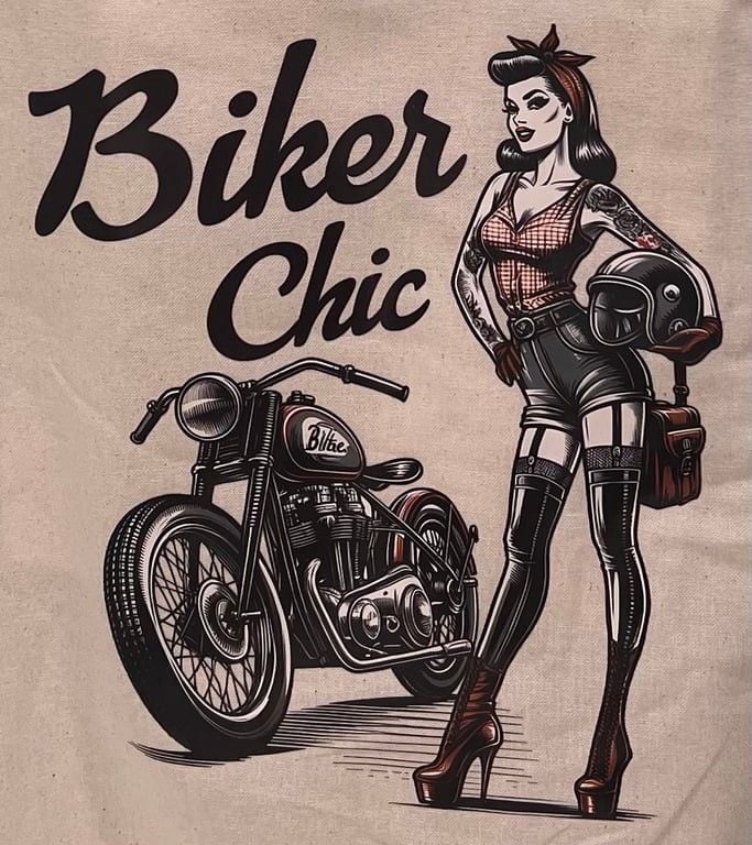 Biker Chic Canvas Tote Bag 7