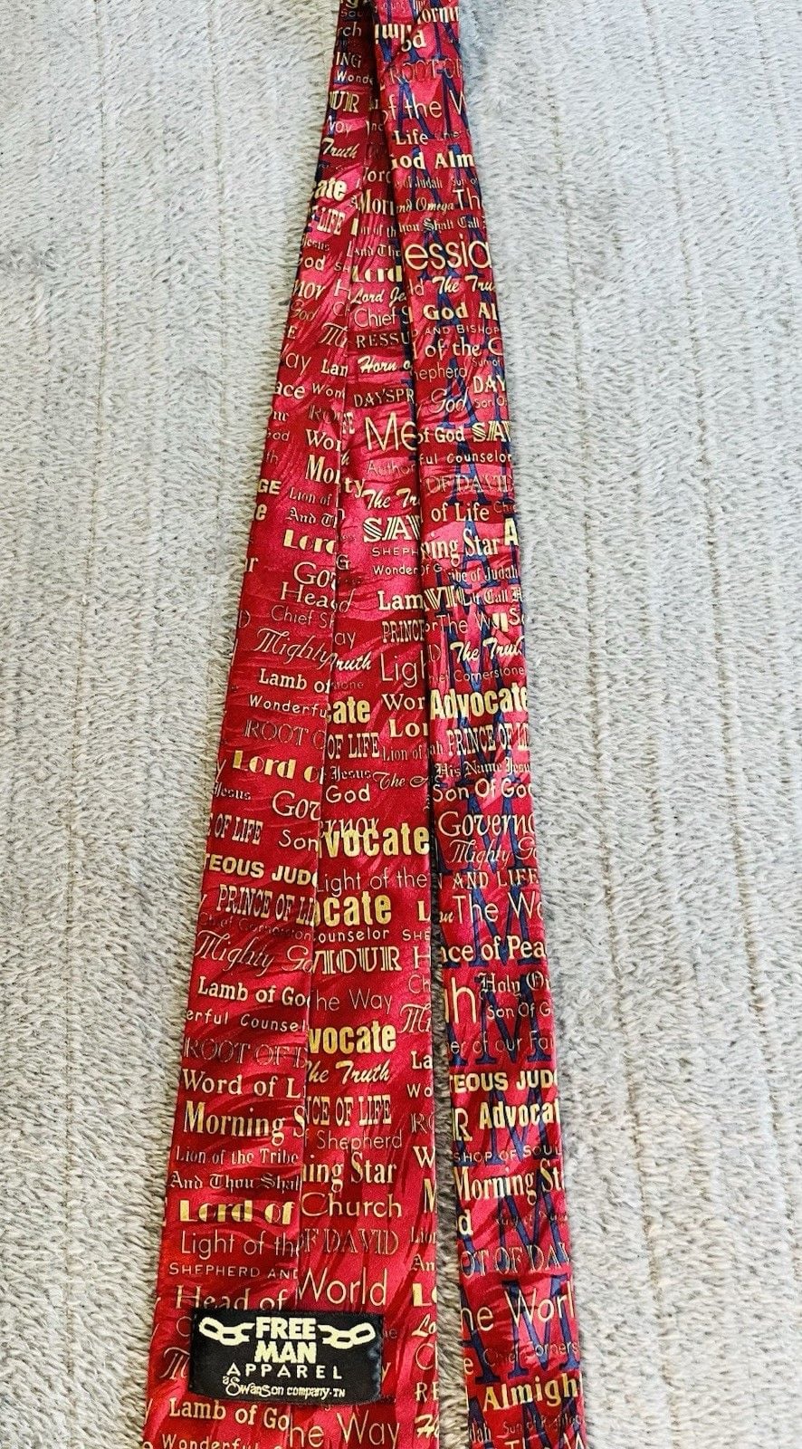 Free Man Apparel Names Of Jesus Red Silk Necktie 4” Christian Religious Church 9