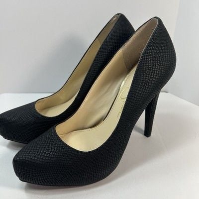 Jessica Simpson Black Textured Stiletto Heels Pumps Size 7.5M /38 7