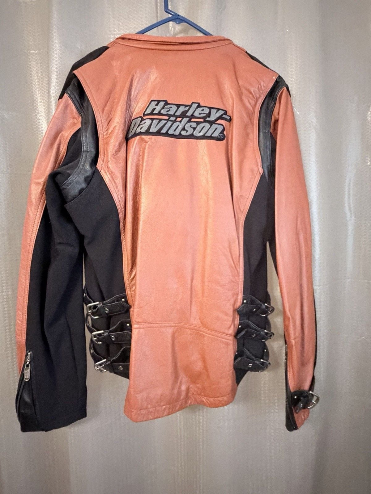 Vintage Harley-Davidson Women's Leather Jacket Black/Brown Orange Laced Sides 3