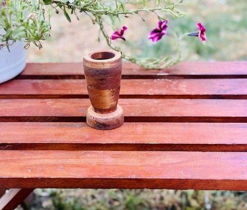 Vintage Primitive HandCrafted &Carved Wooden Vase, Mortar Wood Is Very Smooth 2