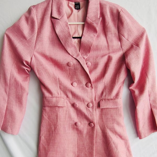 SHEIN Pink Double-Breasted Blazer Jacket, Size L
