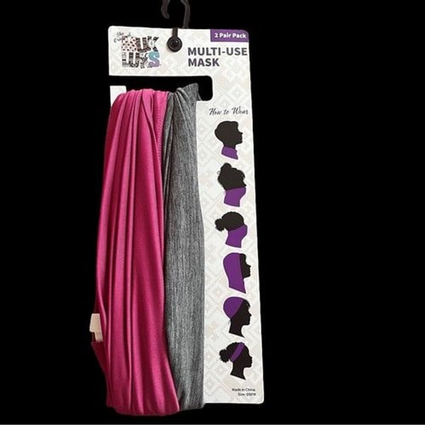 MUK LUKS Multi-Use Mask Pack-2 Non Medical Masks Pink and Gray