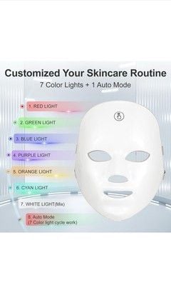 White Multicolor LED Light Therapy At Home Facial Mask Treatment -Open Box 3