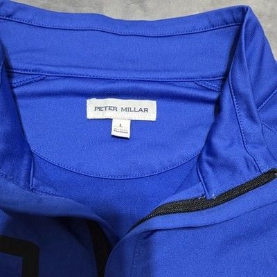 PETER MILLAR Men's Sz Lg Forge Performance Quarter-Zip Pullover Sapphire Blue 3
