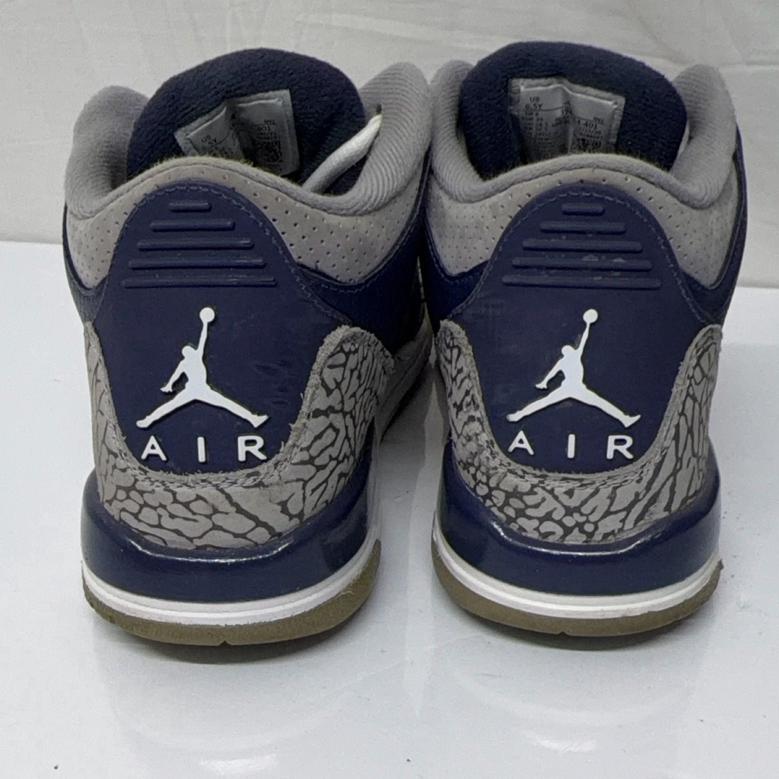 Nike Air Jordan 3 Retro Youth Sneakers 6.5Y Navy Blue Leather Mid Top 6