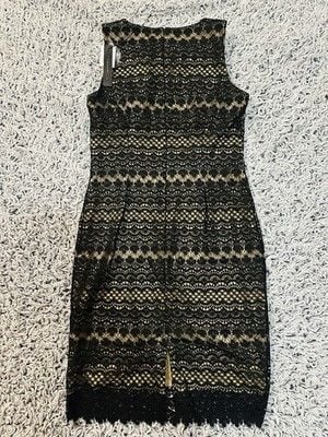 Tahari Black Lace Dress Women's 10 Elegant Sheath Lined Sleeveless Cocktail 4