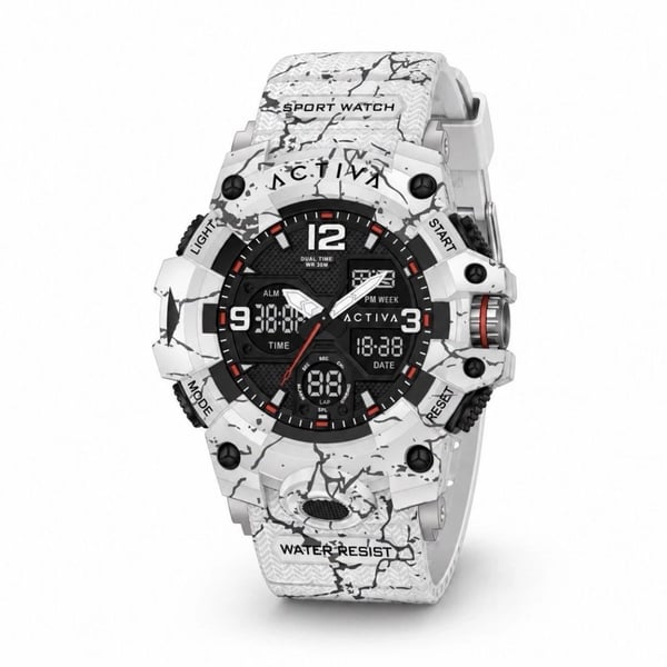 Activa X Invicta ACW8008-003 Digital Essentials 49mm White Camo Watch NIB
