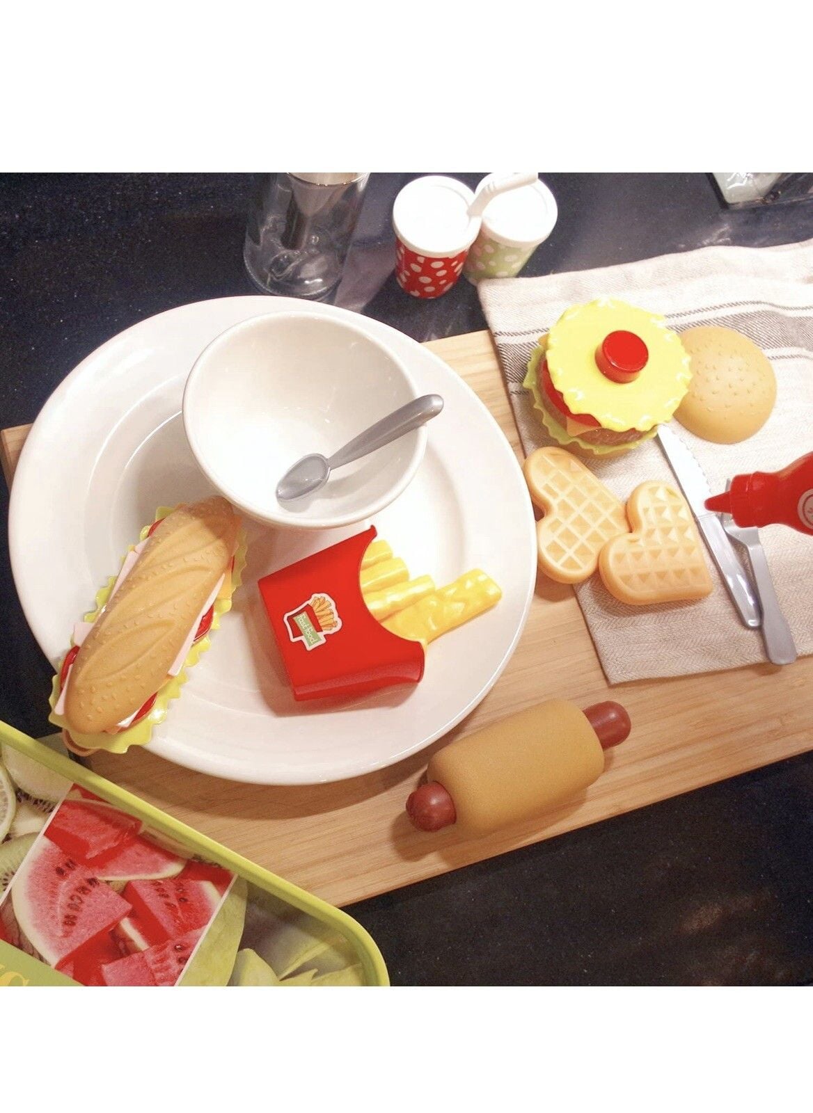 Pretend Play Food Set , Removable Food Toys Burger Combo and Assortment 2