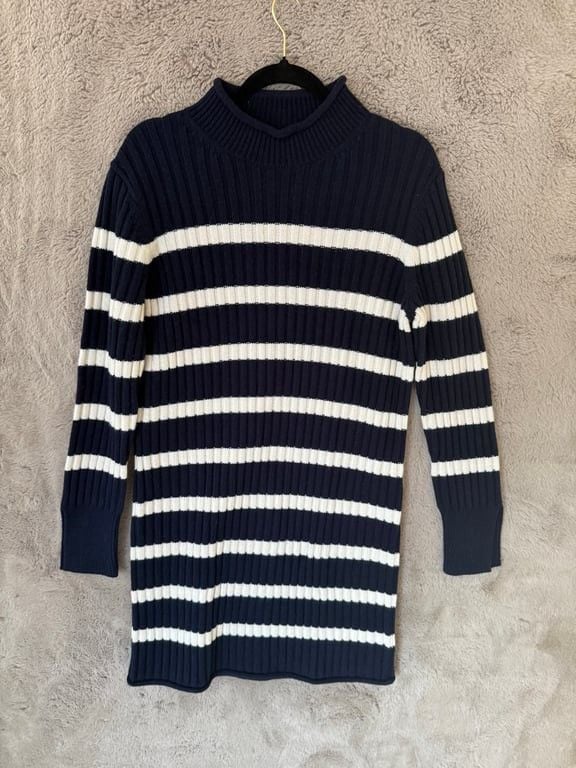 NWT Vineyard Vines Women's Roll Neck Stripe Sweater Dress Size L Merino Wool $248 8