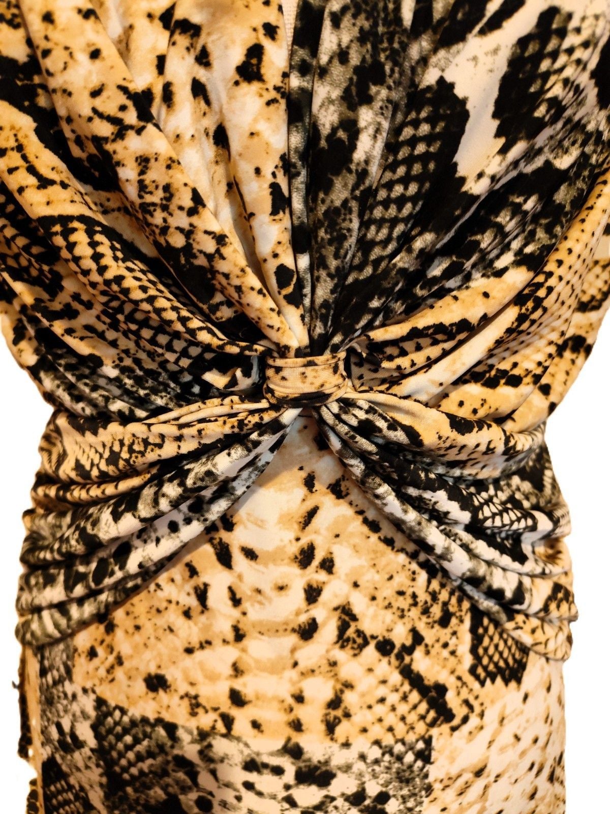 Sexy Animal Print V Neck Dress with Rouching at the Waist By MLLE Gabrielle SZ M 3