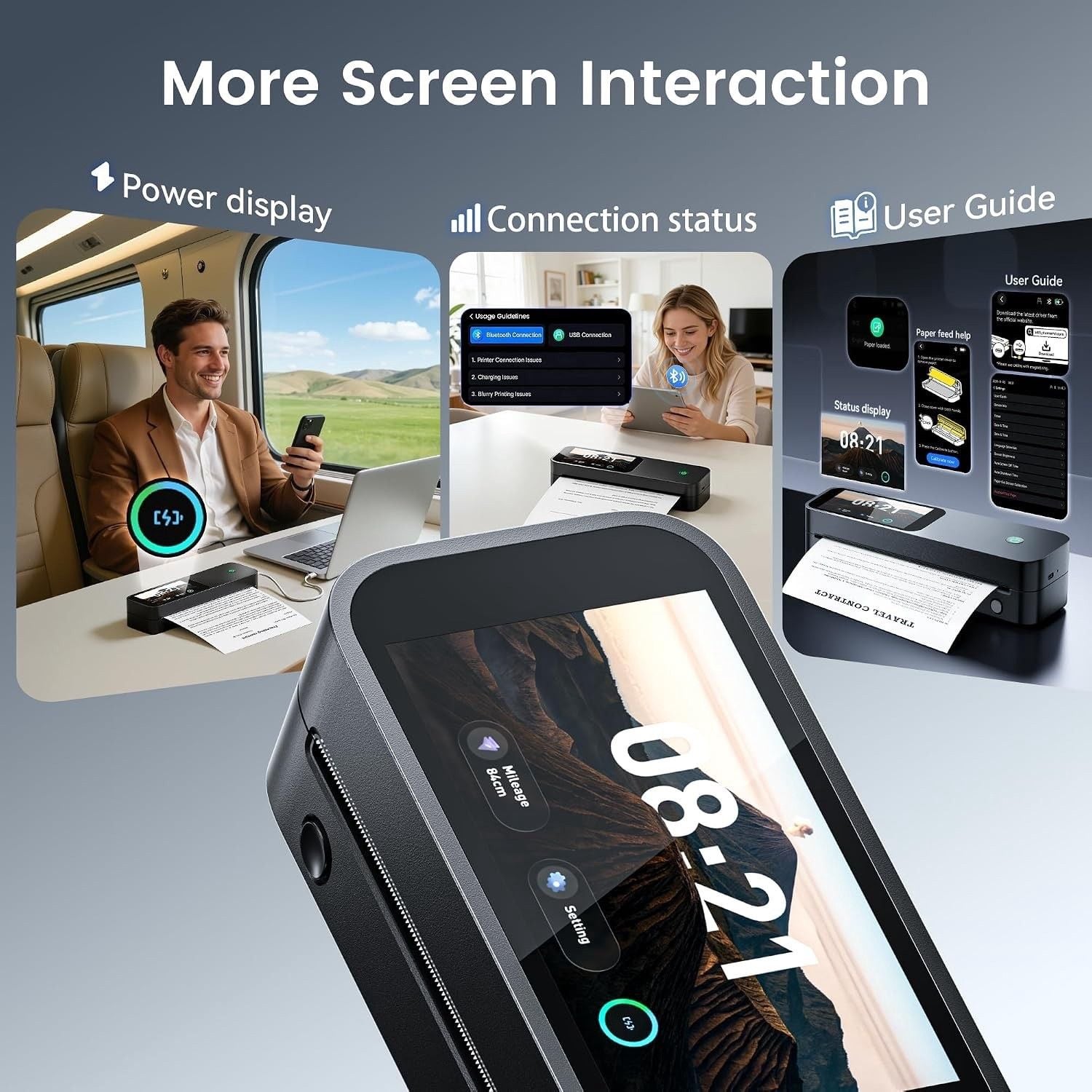 Phomemo M85 Touchscreen Portable Printers Wireless for Travel Small, Black 8