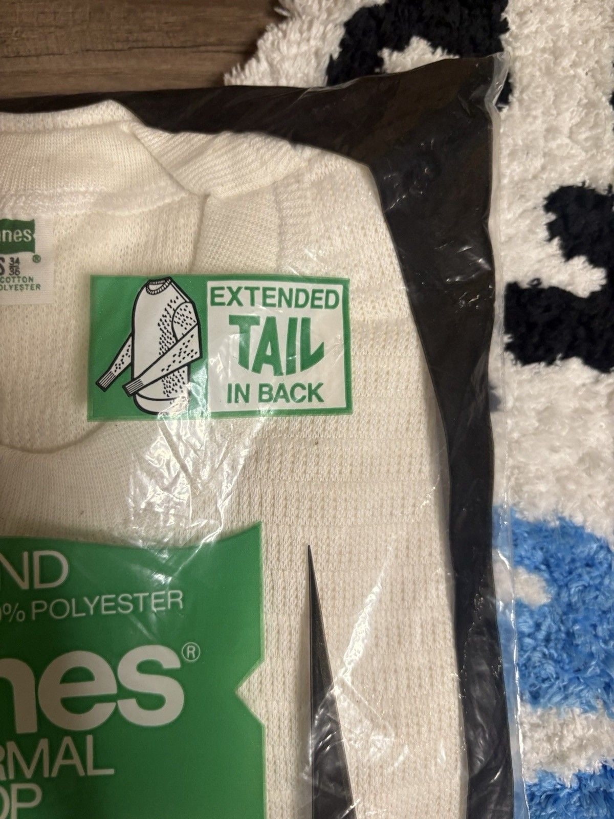 Vinatge 80s DeadStock Hanes Thermal Top Size Mens S 34-36 White Waffle Knit 2