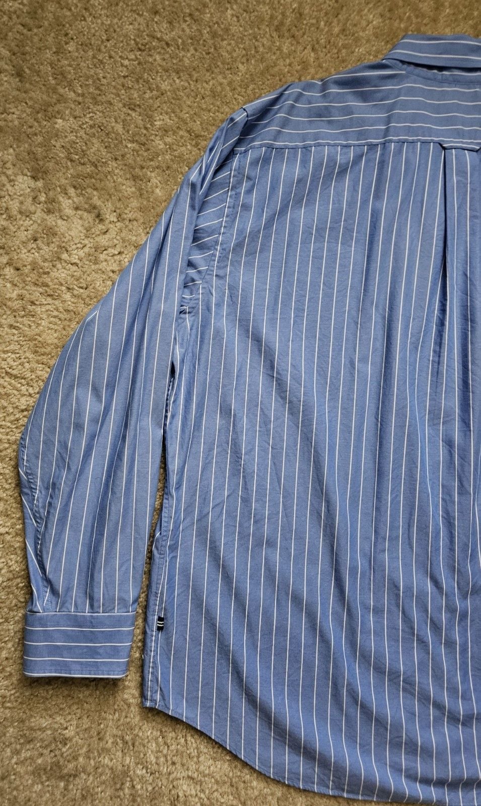 Nautica Mens XXL Blue White Stripe Long Sleeve Button Down Shirt 100% Cotton 8