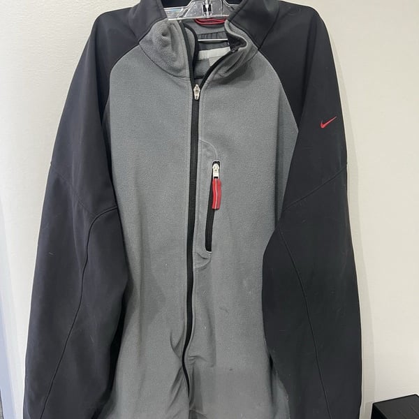 Vintage 2000s Y2K Nike Gray Fleece Full Zip Jacket XXL