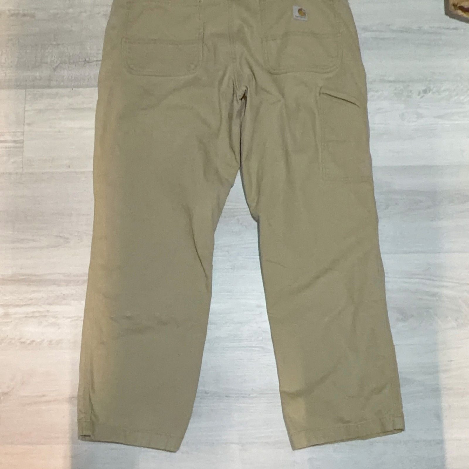 Carhartt Men's 38x30 Carpenter Pants Relaxed Fit Canvas Workwear Beige Cotton 11