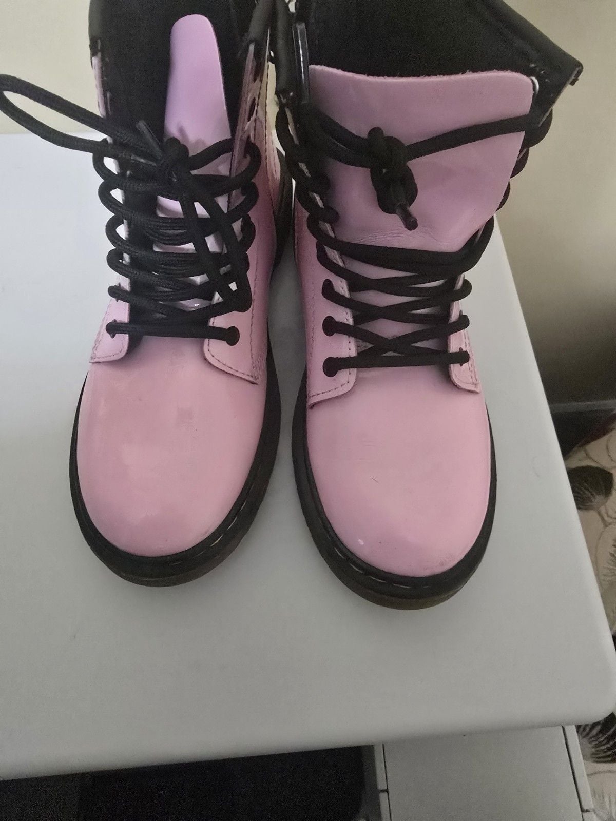 Dr. Martens Patent Leather Pink Combat 1460 Boots Bounce Kids Girls Size 3 7