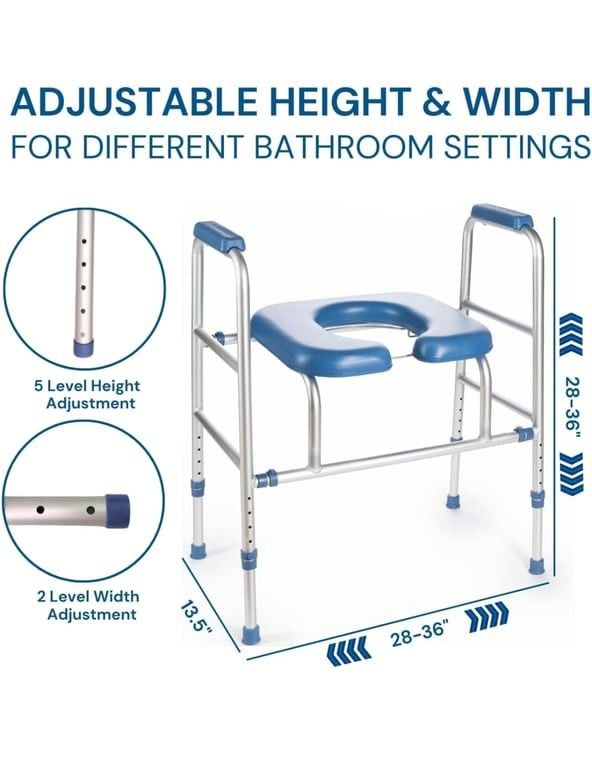 Bedside Commode Chair Portable Potty Toilet Riser Padded Seat 2