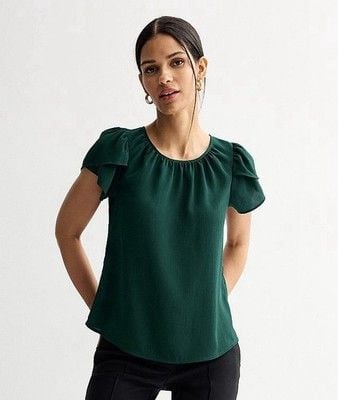Women's Wild Pine Round-Neck Tulip Sleeve Blouse Top Small 2