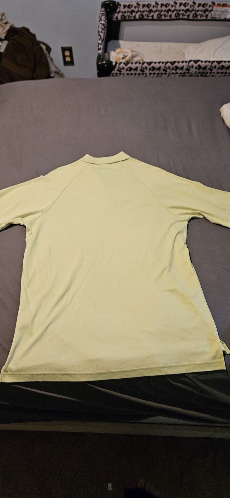 Bobby Jones Players Golf Polo Size L Riviara Golf Club Yellow/ Green Golfing New 3