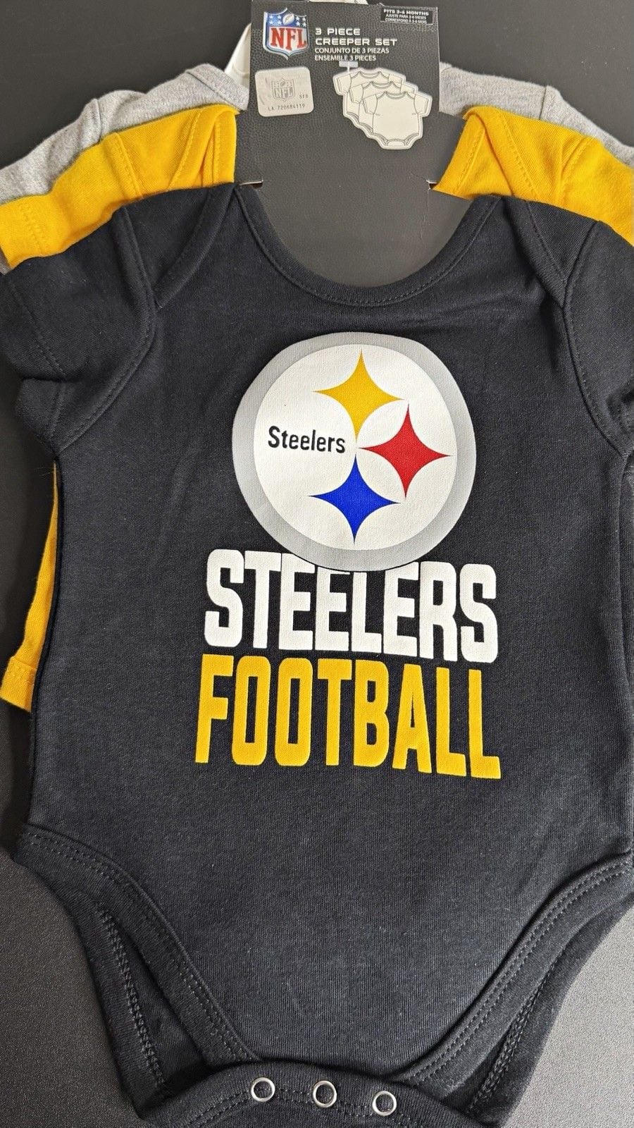 NFL Pittsburgh Steelers Logo Short Sleeve Bodysuit 3-Piece Set 3-6M 1