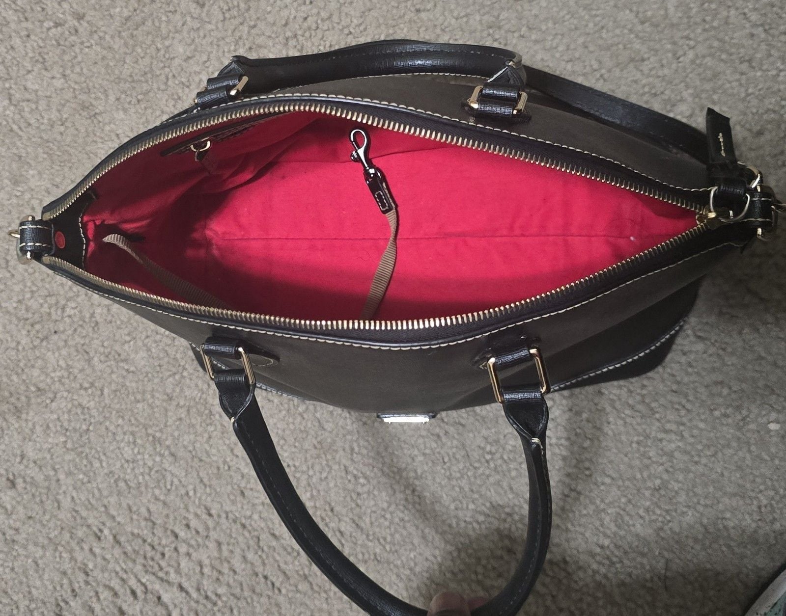 Dooney & Bourke Large Domed Leather Satchel Zip Detachable Strap Lucca Bag Purse 6
