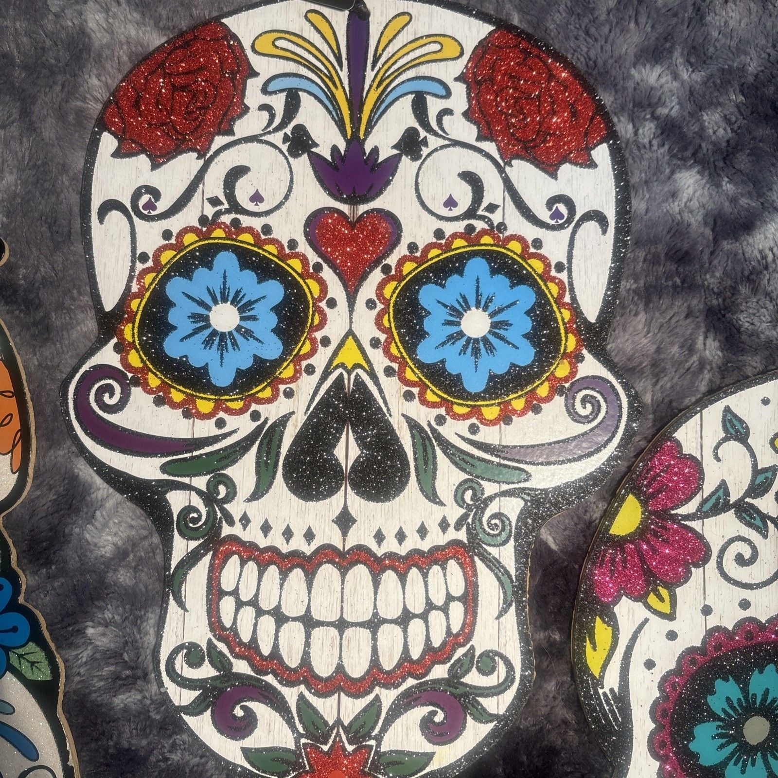 Day of the Dead Sugar Skull Wall Hanging Decor Lot 3 Dia de los MuertosHalloween 4