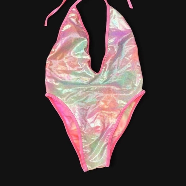Iridescent mermaid one piece swimsuit