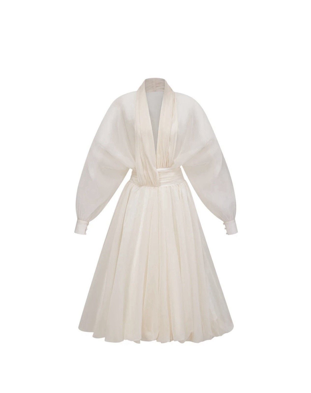 Riley Cream White Draped Tulle Maxi Dress Women's Size Small New with Tags 4