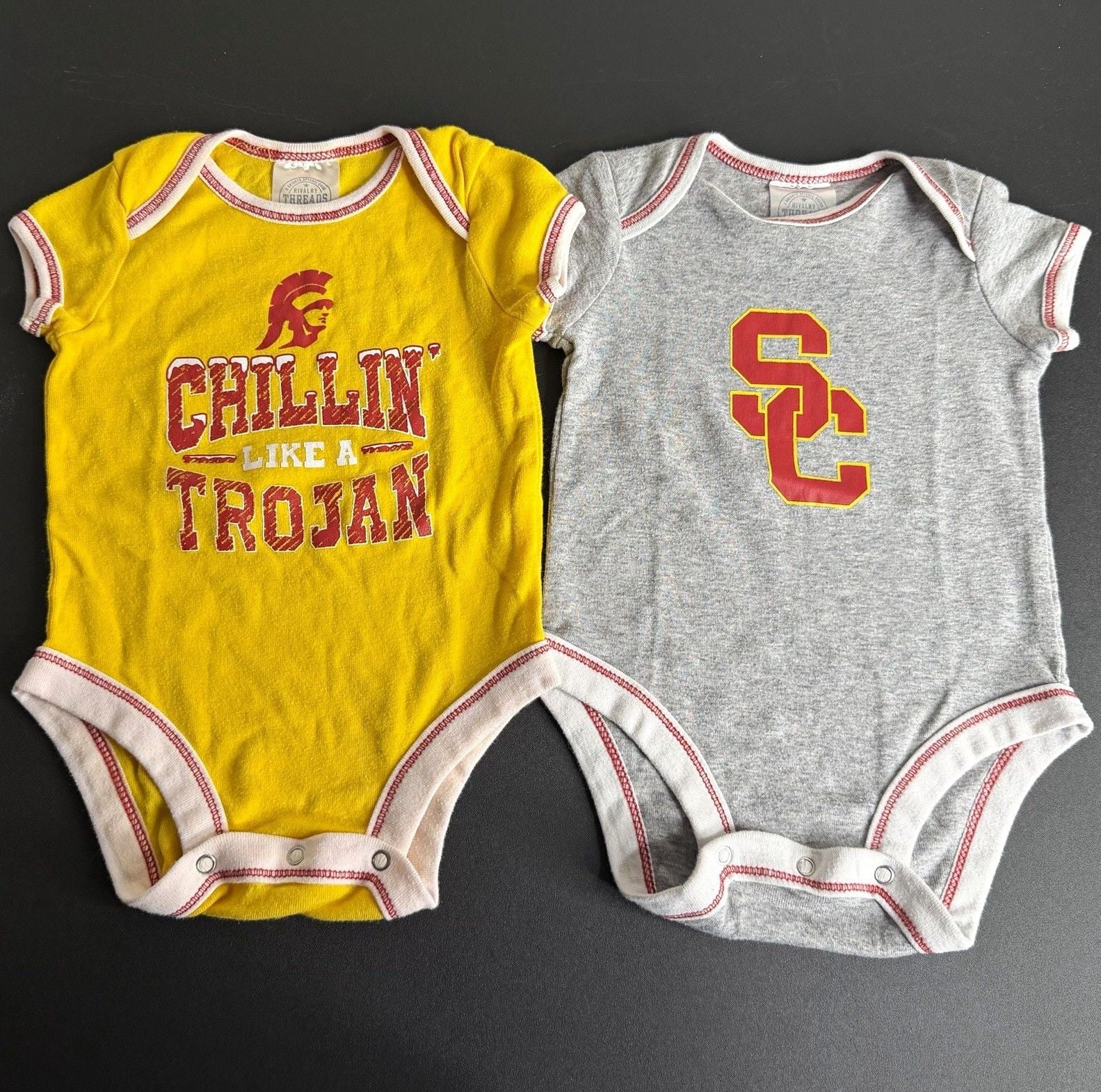 Rivalry Threads USC Trojans 2pc Baby Bodysuit Set 3-6M Yellow Gray 1