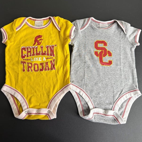 Rivalry Threads USC Trojans 2pc Baby Bodysuit Set 3-6M Yellow Gray