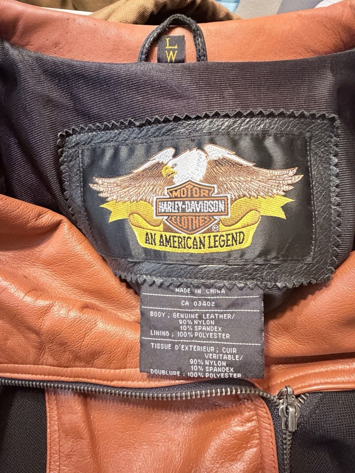 Vintage Harley-Davidson Women's Leather Jacket Black/Brown Orange Laced Sides 4