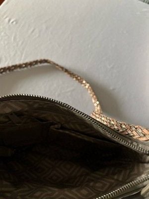 Brighton Taupe Pebbled Leather Crossbody Shoulder Bag Braided Strap Tassel Charm 4