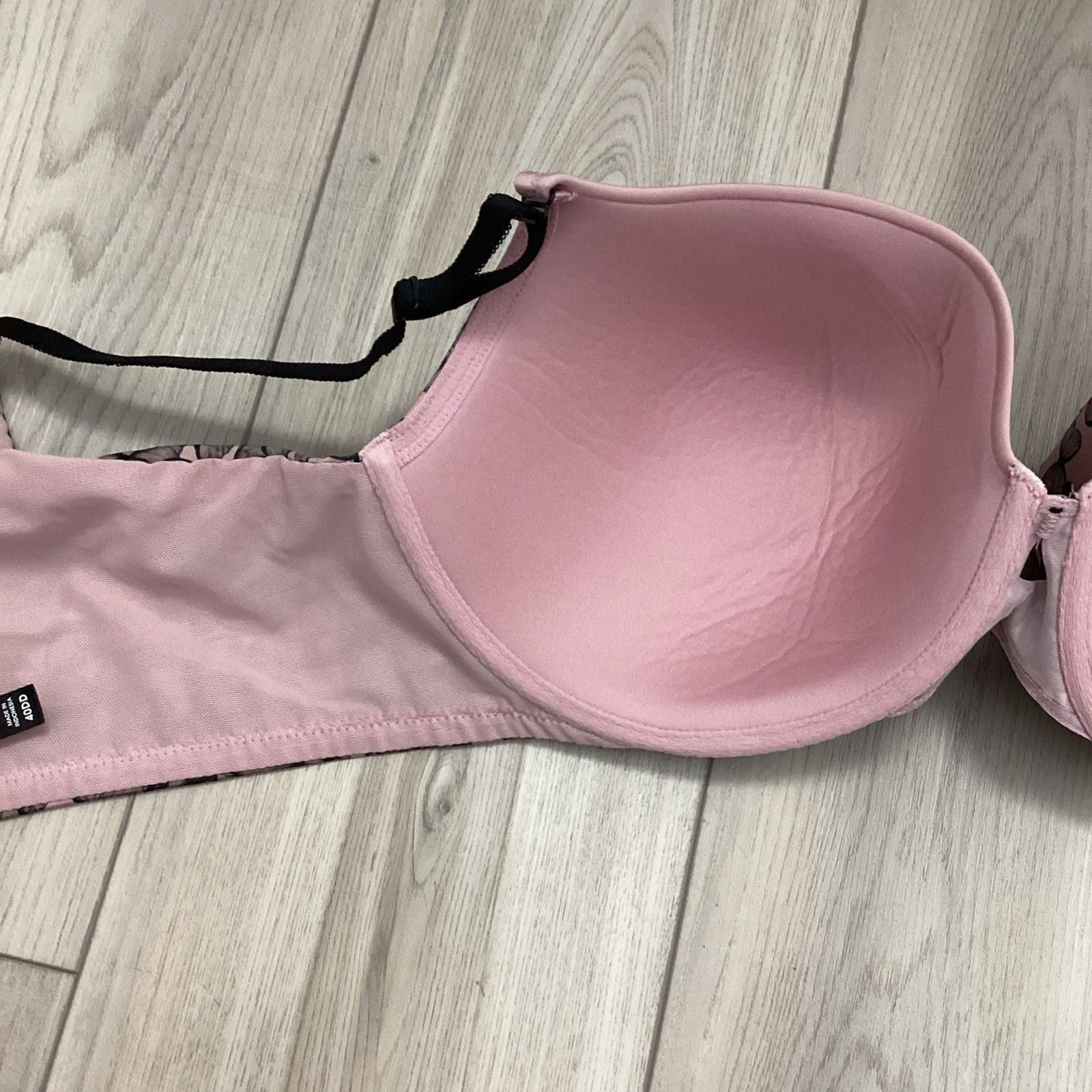 TORRID Bra Perfect Light Lined Cup NO-WIRE Pink Black Butterflies Size 40DD 7
