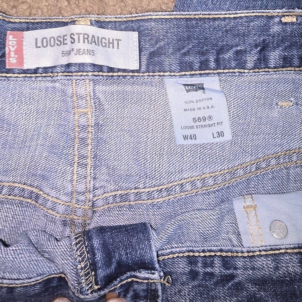 Vintage Levis 569 Denim Jeans Mens 40x30 Loose Straight Made in USA Y2K 2003 4