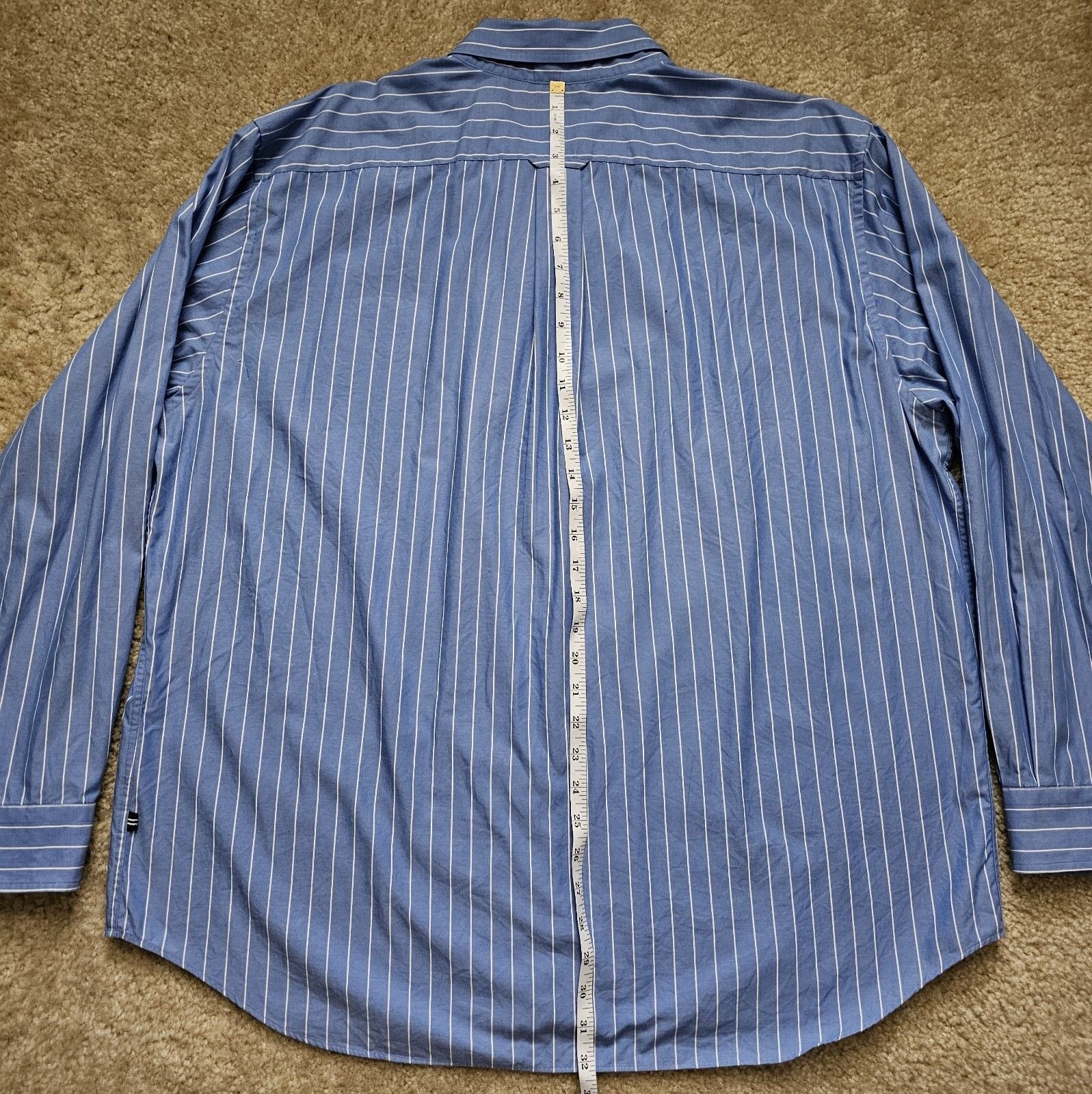 Nautica Mens XXL Blue White Stripe Long Sleeve Button Down Shirt 100% Cotton 11