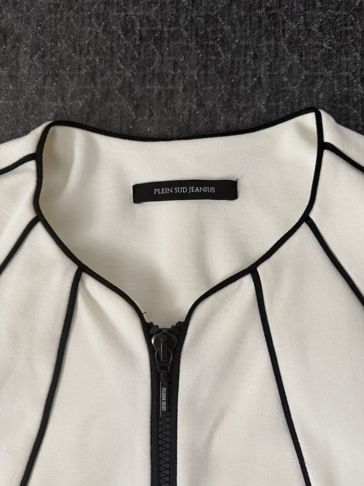 PLEIN SUD JEANIUS White/Black Piped Zip Jacket & Skirt 2pc Set US 4 15