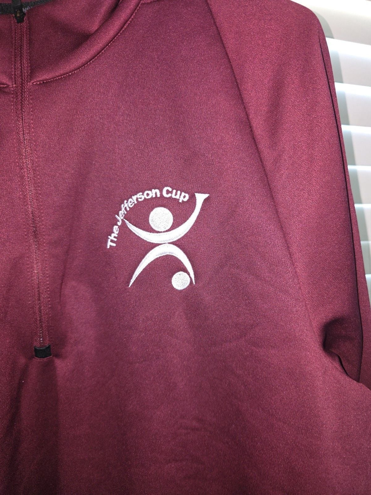 Nike Dri-Fit Sweatshirt Mens L Burgundy Quarter Zip Pullover Jefferson Cup Logo 7